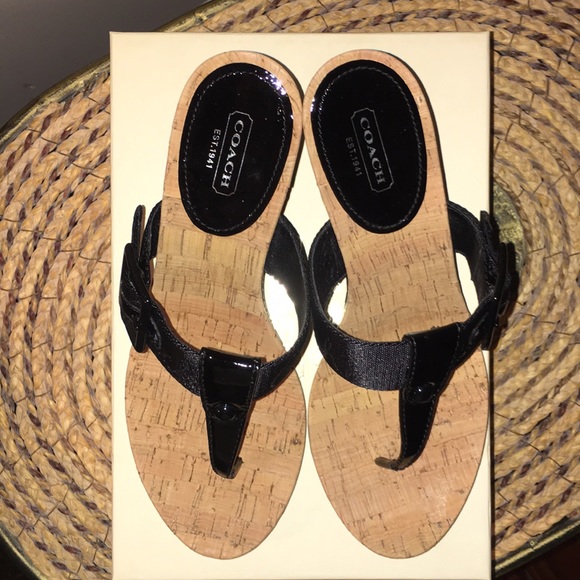 NWT Coach Bernadette Patent and Nylon Banded Wedge - Picture 2 of 8